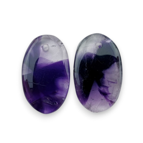 Amethyst pair of cabochons with hole 18x12 mm no. R89 Amethyst pair of cabochons with hole 18x12 mm no. R89