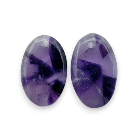 Amethyst pair of cabochons with hole 21x13 mm no. R101 Amethyst pair of cabochons with hole 21x13 mm no. R101