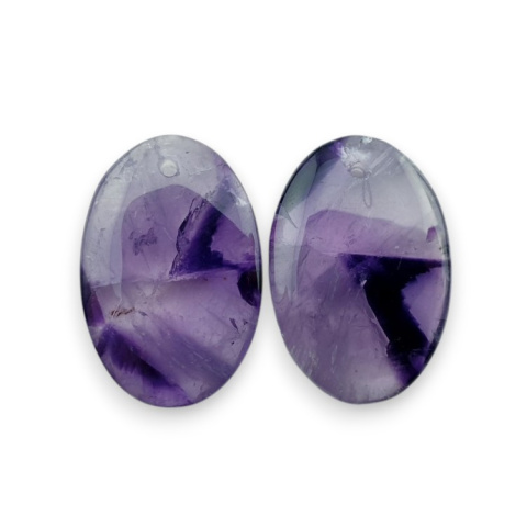 Amethyst pair of cabochons with hole 23x15 mm no. R88 Amethyst pair of cabochons with hole 23x15 mm no. R88