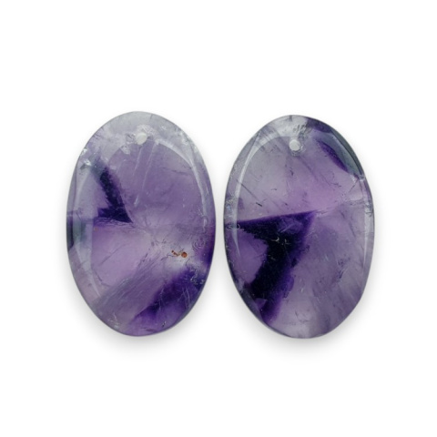 Amethyst pair of cabochons with hole 23x15 mm no. R88 Amethyst pair of cabochons with hole 23x15 mm no. R88