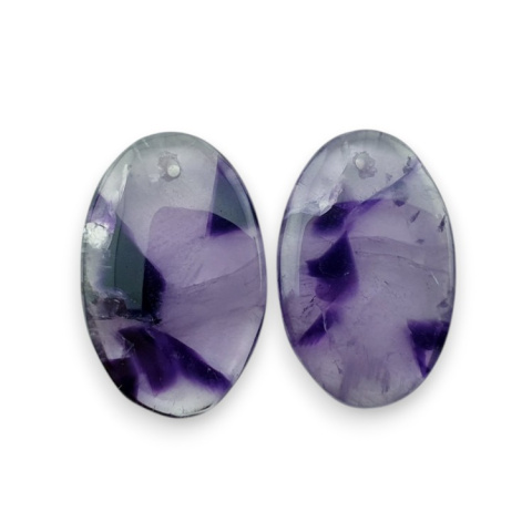 Amethyst pair of cabochons with hole 26x17 mm no R91 Amethyst pair of cabochons with hole 26x17 mm no R91