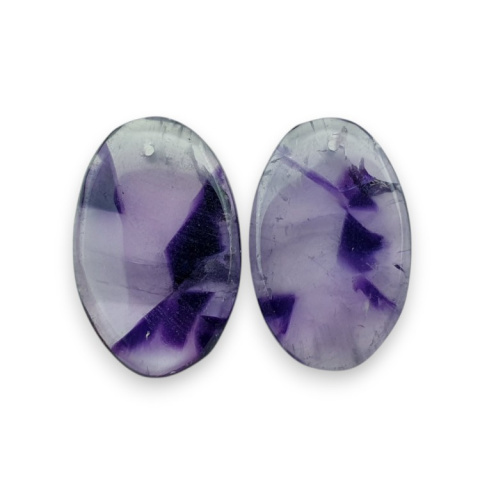 Amethyst pair of cabochons with hole 26x17 mm no R91 Amethyst pair of cabochons with hole 26x17 mm no R91