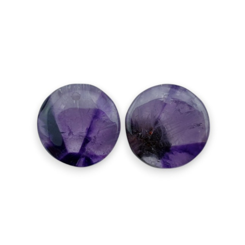 Amethyst pair of cabochons with hole fi 17 mm no. R86 Amethyst pair of cabochons with hole fi 17 mm no. R86