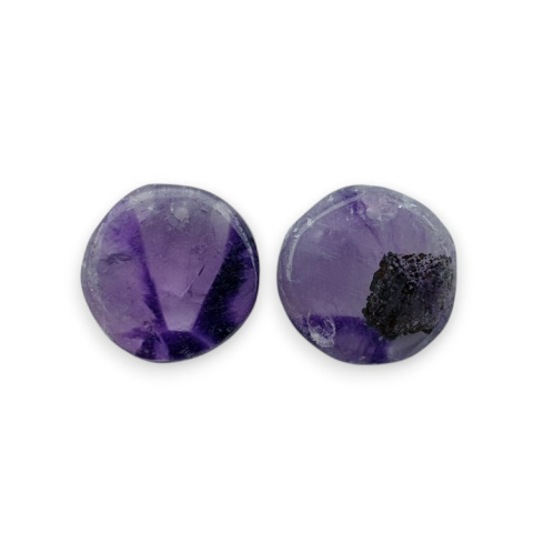 Amethyst pair of cabochons with hole fi 17 mm no. R86 Amethyst pair of cabochons with hole fi 17 mm no. R86