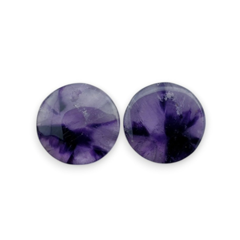 Amethyst pair of cabochons with hole fi 19 mm no. R96 Amethyst pair of cabochons with hole fi 19 mm no. R96