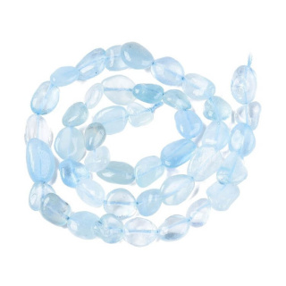 Aquamarine smooth nugget 8-15 mm strand 19 cm
