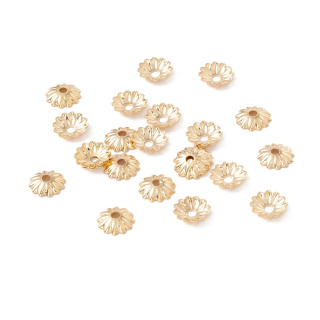 Bead caps gold-platted stainless steel 6x1 mm 10 pcs