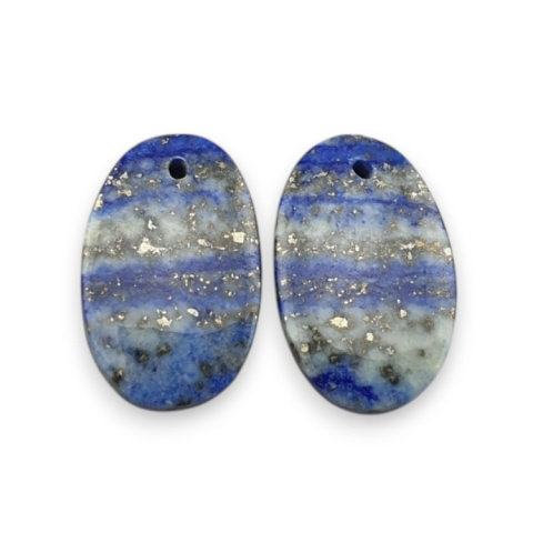Lapis lazuli pair of cabochons with hole 20x13 mm no. R21 Lapis lazuli pair of cabochons with hole 20x13 mm no. R21