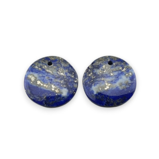 Lapis lazuli pair of cabochons with hole fi 16 mm no R14