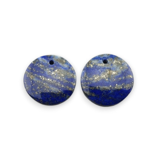 Lapis lazuli pair of cabochons with hole fi 16 mm no R15