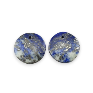Lapis lazuli pair of cabochons with hole fi 16 mm no R41