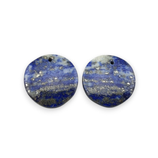 Lapis lazuli pair of cabochons with hole fi 18 mm no R46