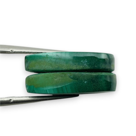 Malachite pair of cabochons with hole 18x11 mm no. R81 Malachite pair of cabochons with hole 18x11 mm no. R81