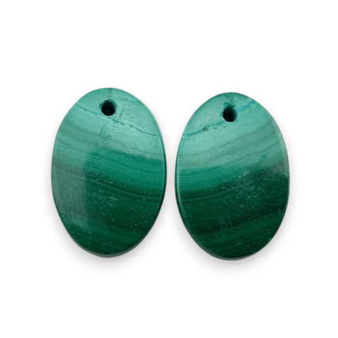 Malachite pair of cabochons with hole 18x12 mm no. R56 Malachite pair of cabochons with hole 18x12 mm no. R56