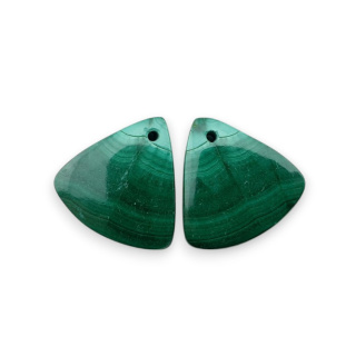 Malachit para kaboszonów z dziurką 18x18 mm nr R74