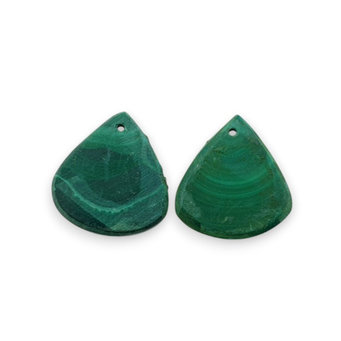Malachite pair of cabochons with hole 20x19 mm no R59 Malachite pair of cabochons with hole 20x19 mm no R59