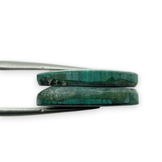 Malachite pair of cabochons with hole 22x14 mm no R54