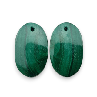 Malachite pair of cabochons with hole 22x14 mm no R62