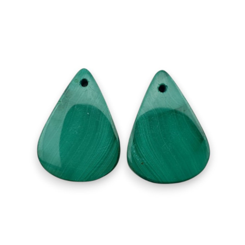 Malachite pair of cabochons with hole 22x16 mm no. R57 Malachite pair of cabochons with hole 22x16 mm no. R57