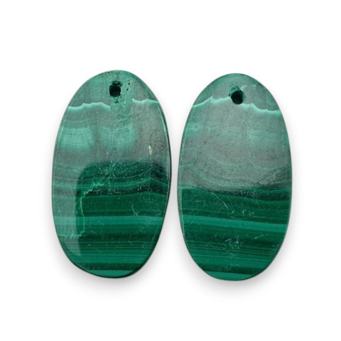 Malachite pair of cabochons with hole 23x13 mm no R51 Malachite pair of cabochons with hole 23x13 mm no R51