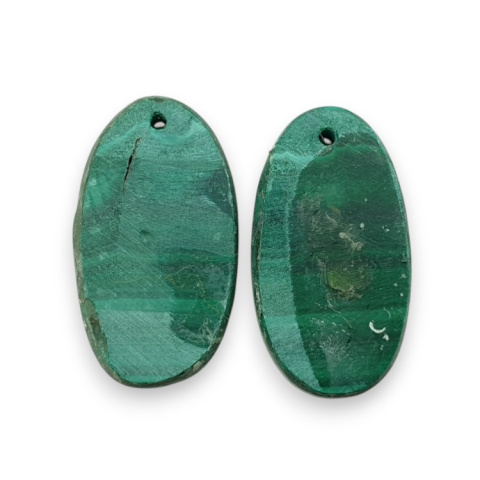 Malachite pair of cabochons with hole 23x13 mm no R51 Malachite pair of cabochons with hole 23x13 mm no R51