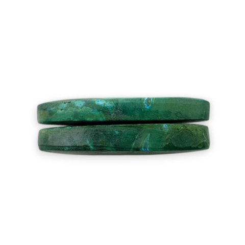 Malachite pair of cabochons with hole 24x11 mm no. R64 Malachite pair of cabochons with hole 24x11 mm no. R64