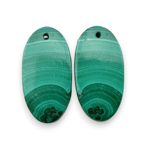 Malachite pair of cabochons with hole 25x13 mm no R67 Malachite pair of cabochons with hole 25x13 mm no R67