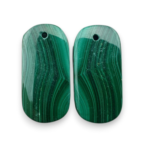 Malachite pair of cabochons with hole 25x13 mm no R79 Malachite pair of cabochons with hole 25x13 mm no R79