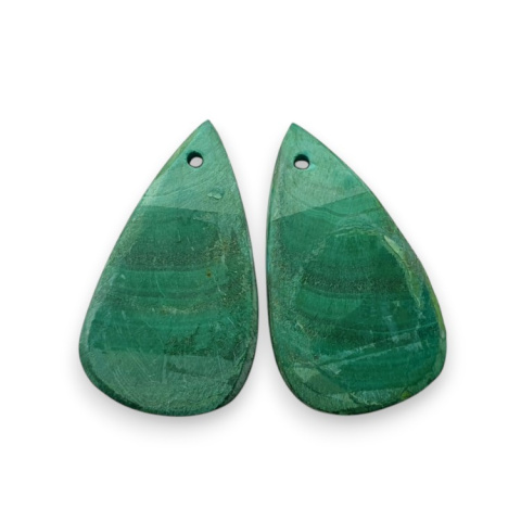 Malachite pair of cabochons with hole 25x14 mm no. R65 Malachite pair of cabochons with hole 25x14 mm no. R65