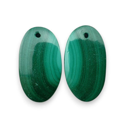 Malachite pair of cabochons with hole 25x14 mm no. R80 Malachite pair of cabochons with hole 25x14 mm no. R80