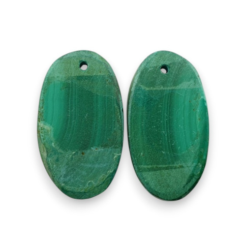 Malachite pair of cabochons with hole 25x14 mm no. R80 Malachite pair of cabochons with hole 25x14 mm no. R80