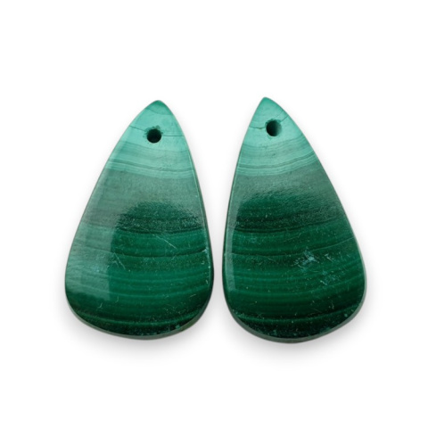 Malachite pair of cabochons with hole 25x15 mm no. R66 Malachite pair of cabochons with hole 25x15 mm no. R66