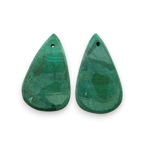 Malachite pair of cabochons with hole 25x15 mm no. R66 Malachite pair of cabochons with hole 25x15 mm no. R66