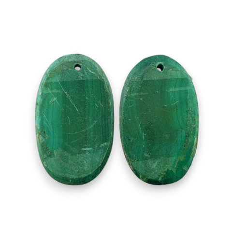 Malachite pair of cabochons with hole 25x15 mm no. R84 Malachite pair of cabochons with hole 25x15 mm no. R84