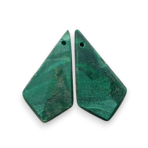 Malachite pair of 28x15 mm hole cabochons no R77 Malachite pair of 28x15 mm hole cabochons no R77