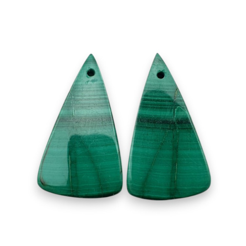 Malachite pair of 28x16 mm hole cabochons no. R53 Malachite pair of 28x16 mm hole cabochons no. R53