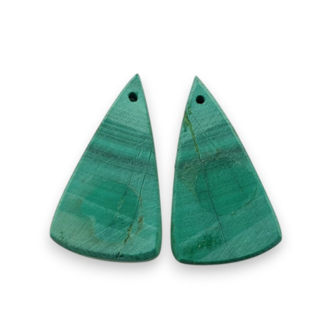 Malachite pair of 28x16 mm hole cabochons no. R53 Malachite pair of 28x16 mm hole cabochons no. R53