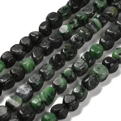 Zoisite with ruby smooth nugget 7-13 mm strand