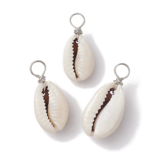 Kauri shell mini pendant 18-22 mm 4 pcs silver color