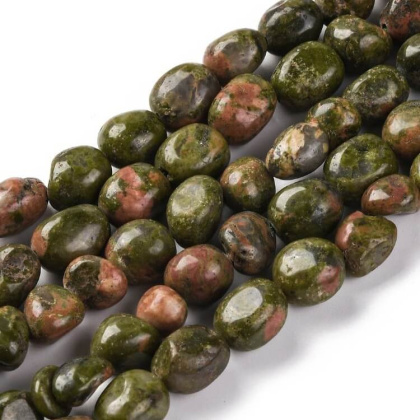 Unakite smooth nugget 7-12 mm strand