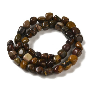 Petrified wood smooth nugget 7-15 mm strand 19 cm