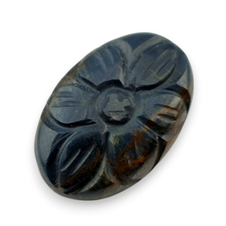 Blue tiger's eye carved cabochon 24x16 mm no 127