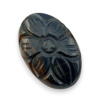 Blue tiger's eye carved cabochon 24x16 mm no 127