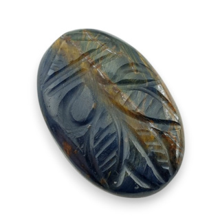 Blue tiger's eye carved cabochon 26x17 mm no 138