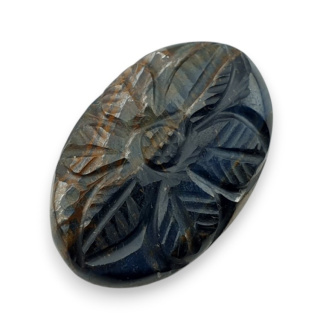 Blue tiger's eye carved cabochon 26x17 mm no 143