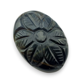 Blue tiger's eye carved cabochon 26x19 mm no 119