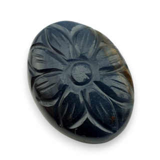 Blue tiger's eye carved cabochon 26x20 mm no 113