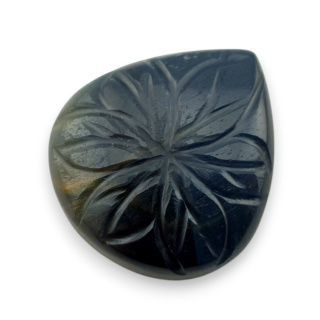Blue tiger's eye carved cabochon 26x24 mm no 102
