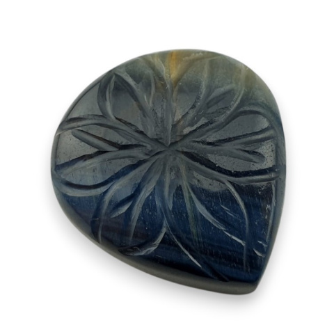 Blue tiger's eye carved cabochon 26x24 mm no 102 Blue tiger's eye carved cabochon 26x24 mm no 102