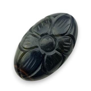 Blue tiger's eye carved cabochon 27x16 mm no 121